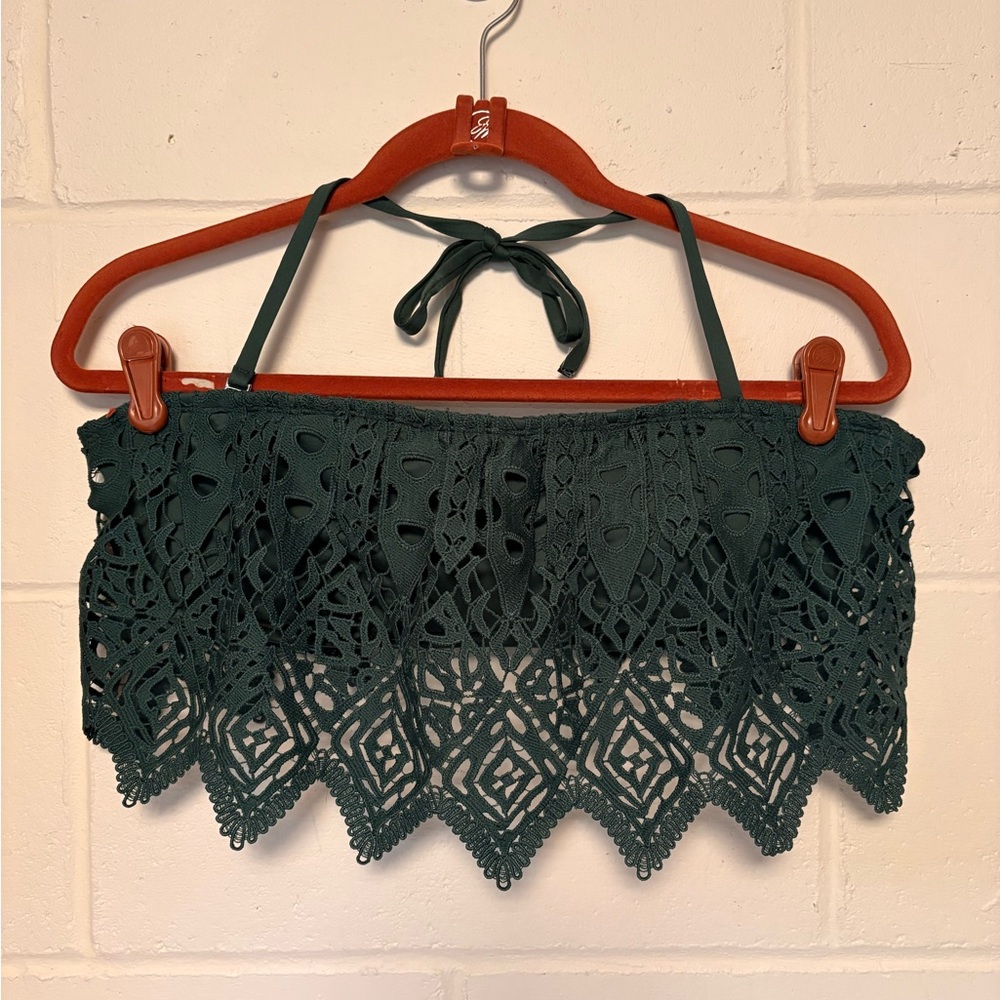 Elegant Green Lace Swim Top
